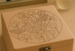 Decorative MDF storage lock box with lotus engraving for jewelry and keepsakes