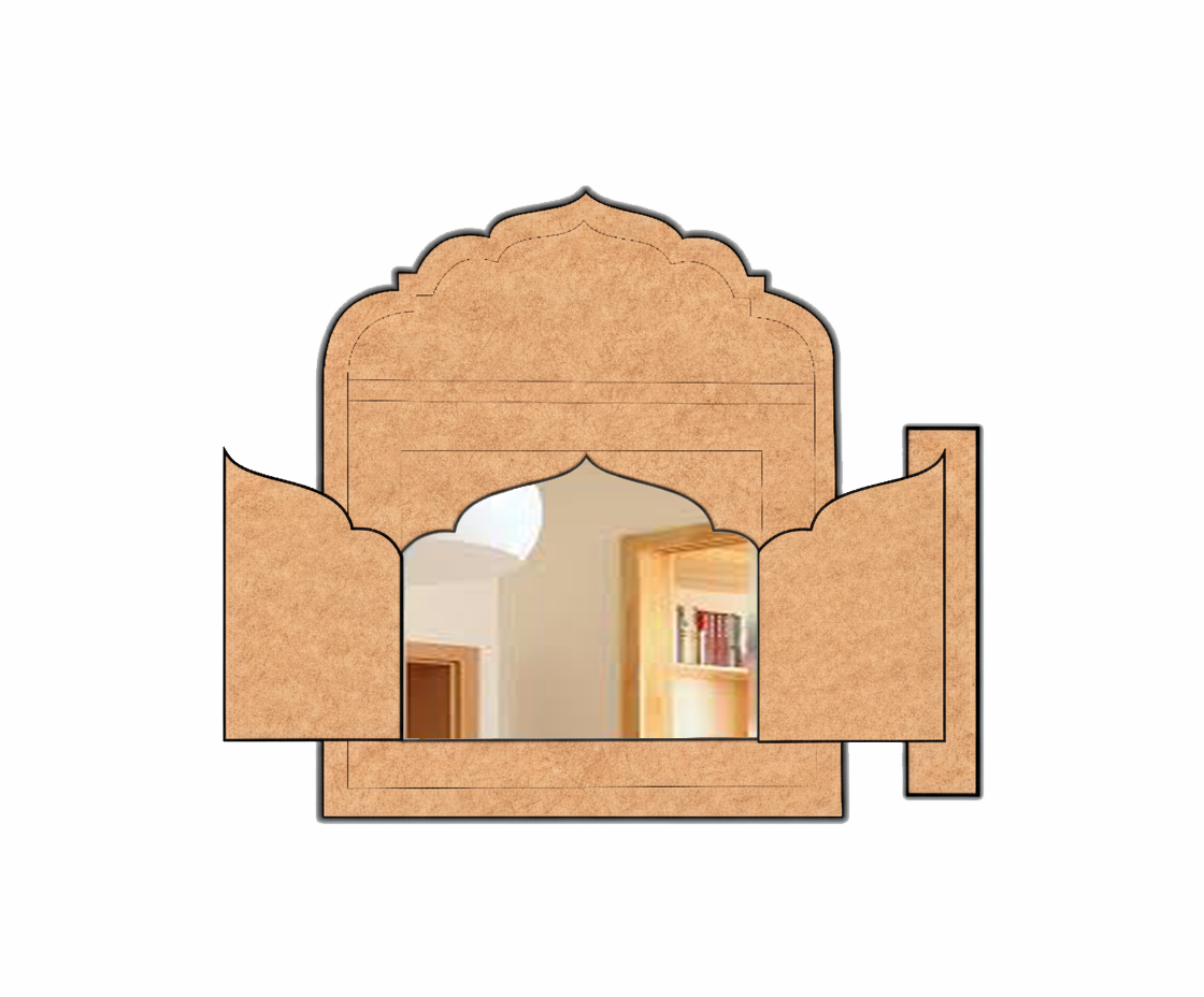 MDF Mughal Window Shutter Cutout DIY Wall Decor Frame for painting open window