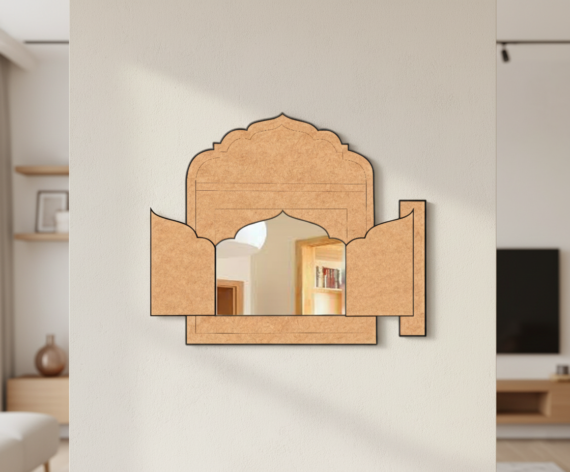 MDF Mughal Window Shutter Cutout DIY Wall Decor Frame for painting open window mounted on wall