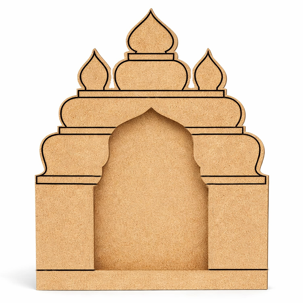 MDF Mini Mandir Temple DIY Pooja Stand Decor Base Stand MDF