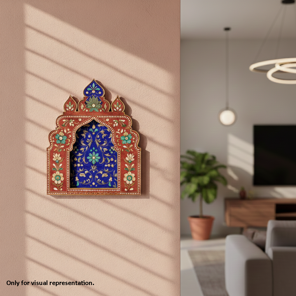 Painted MDF Mini Mandir Temple DIY Pooja Stand Decor Base Stand MDF mounted on wall