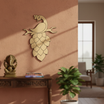 MDF Peacock Design DIY craft cutout wall decor base panel for painting and customization mounted on wall