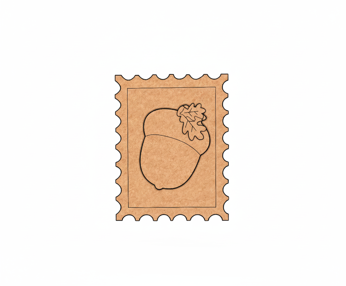 MDF Acorn Stamp Design DIY craft cutout wall decor base for painting and customization