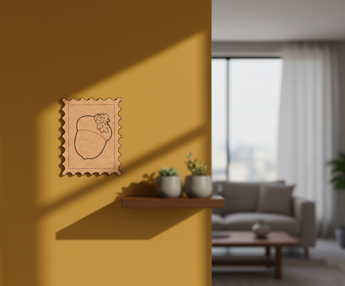 MDF Acorn Stamp Design DIY craft cutout wall decor base for painting and customization mounted on wall
