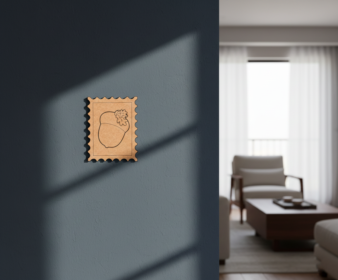 MDF Acorn Stamp Design DIY craft cutout wall decor base for painting and customization mounted on wall