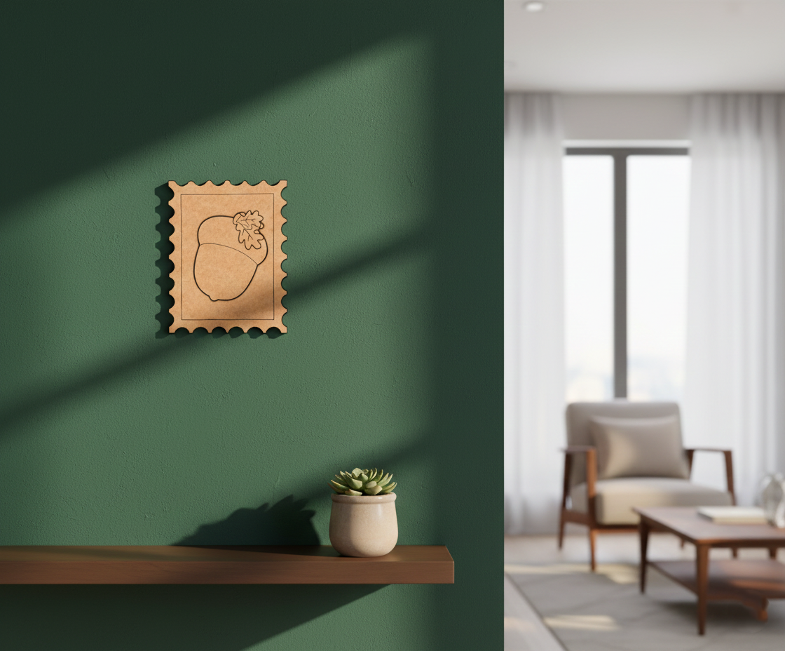 MDF Acorn Stamp Design DIY craft cutout wall decor base for painting and customization mounted on wall