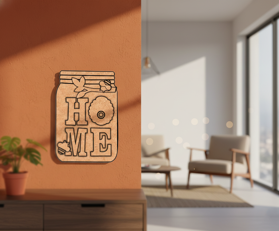 MDF Home Jar Wall Decor DIY Craft Quote Cutout Base Art mounted on wall