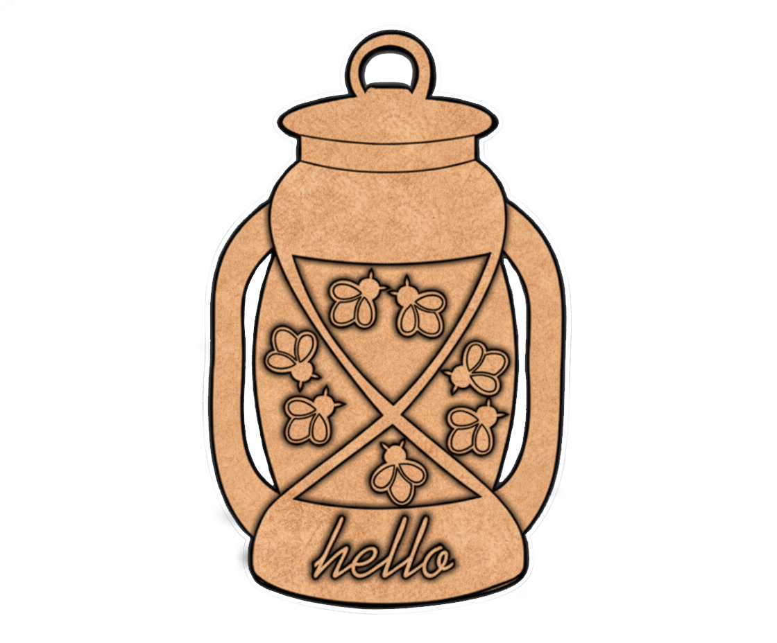 MDF Hello Lantern Wall Decor DIY Craft Quote Cutout Base