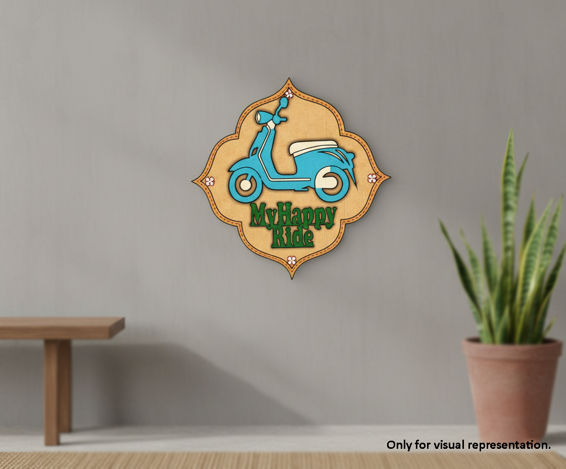 Painted MDF Scooter Quote Wall Decor DIY craft cutout design base mounted on wall