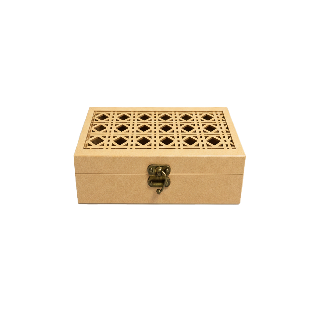 MDF Laser Cut Storage Box DIY Craft Design with Latch Holder for painting and customization