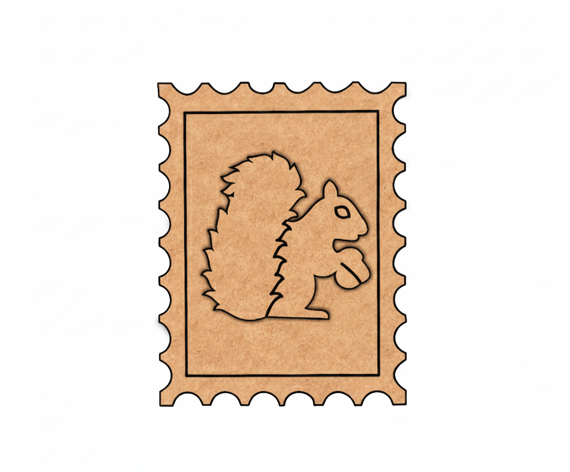 MDF Squirrel Stamp Frame DIY Craft Design Laser Cut Art Wall for painting and decoration