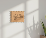 MDF Bird Stamp Frame DIY Craft Design Laser Cut Art mounted on wall