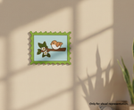 Painted MDF Bird Stamp Frame DIY Craft Design Laser Cut Art mounted on wall