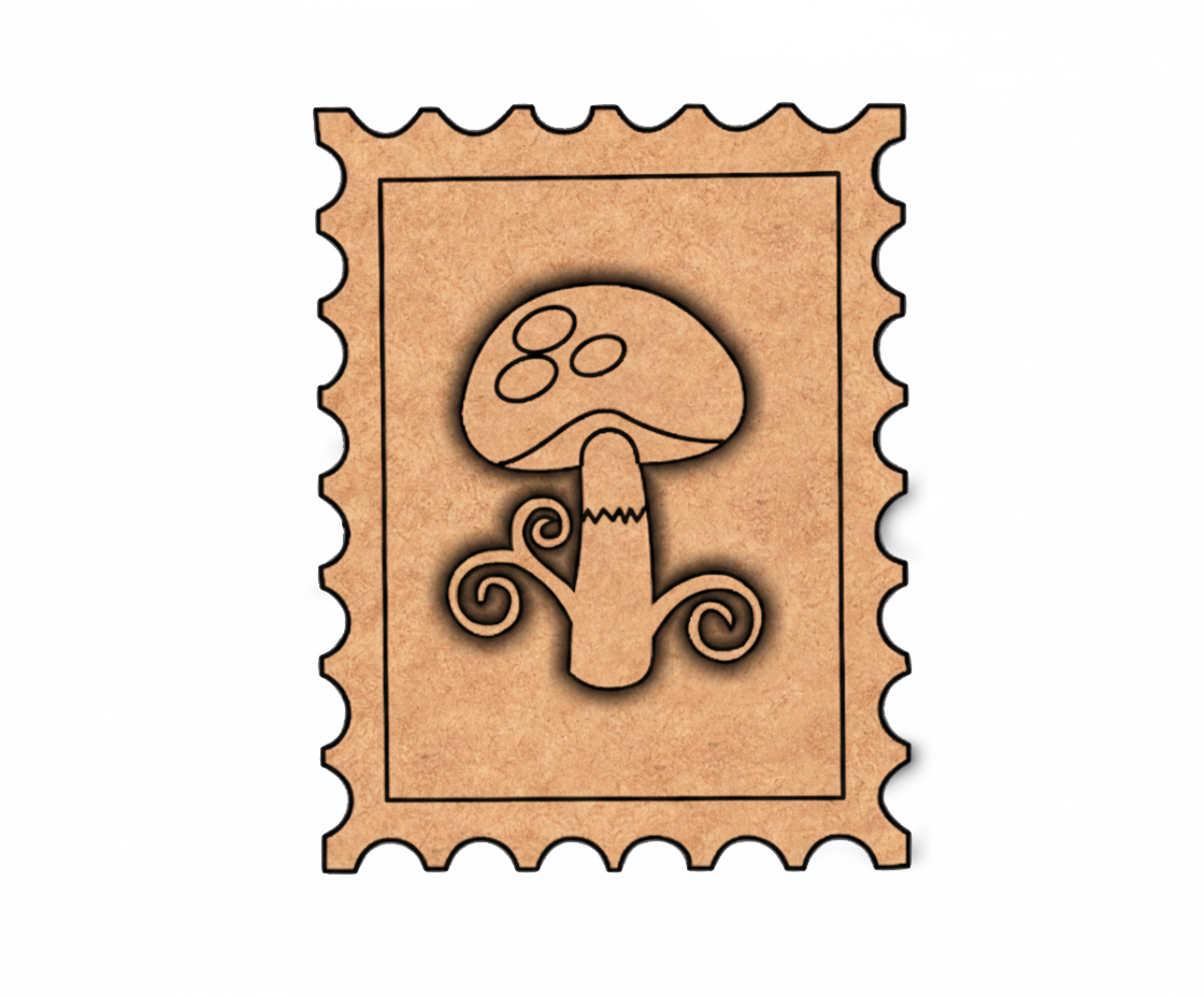 MDF Mushroom Stamp Frame DIY Craft Design Laser Cut Art Wall for painting and decoration