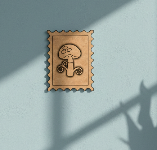 MDF Mushroom Stamp Frame DIY Craft Design Laser Cut Art Wall for painting and decoration mounted on wall