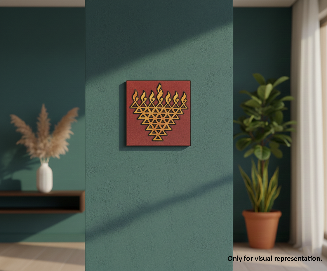 Painted MDF Triangle Diya Wall Panel DIY Craft Design Laser Cut Arts for  decoration mounted on pillar 