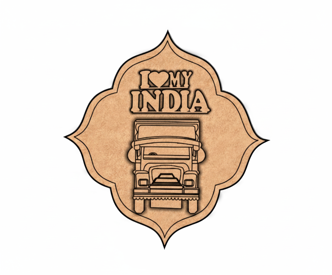 MDF I Love My India truck design wall decor DIY craft cutout board for painting and art projects