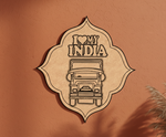 MDF I Love My India truck design wall decor DIY craft cutout board for painting and art projects, mounted on wall