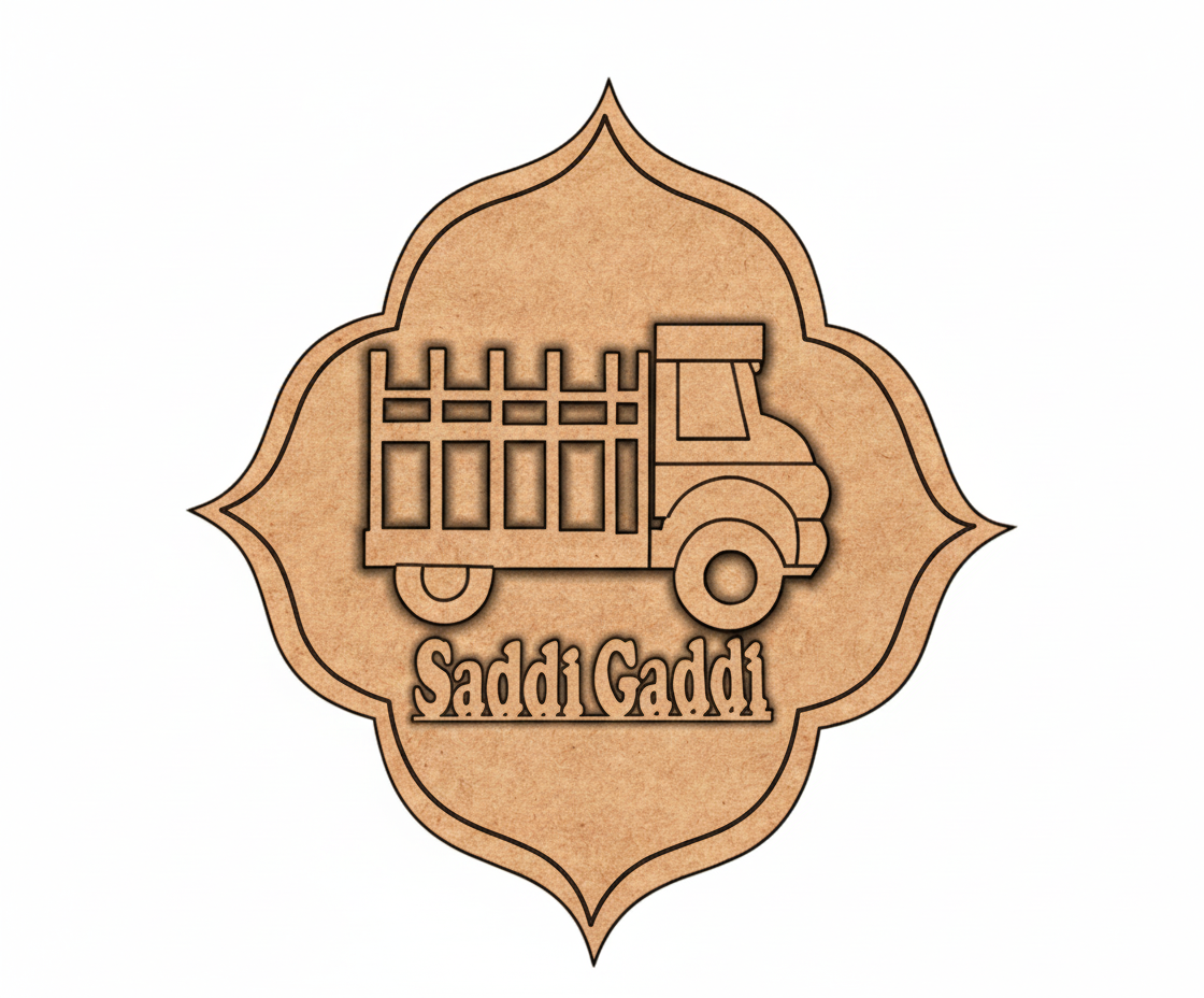 MDF Saddi Gaddi truck design wall decor DIY craft cutout board for painting and art projects
