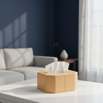 MDF tissue box holder on table, DIY craft storage box for painting, resin art and home decor projects