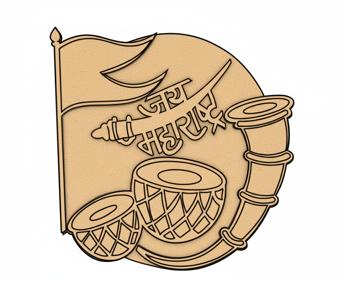MDF Jai Maharashtra Wall Decor DIY Craft Cutout Board