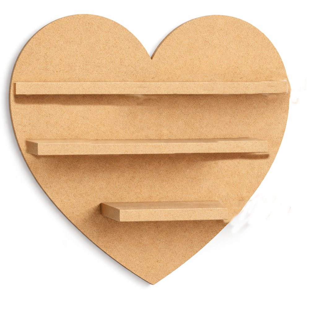 MDF heart wall shelf DIY craft display storage shelf for painting and home decor projects