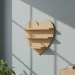 MDF heart wall shelf DIY craft display storage shelf for painting and home decor projects, mounted on wall
