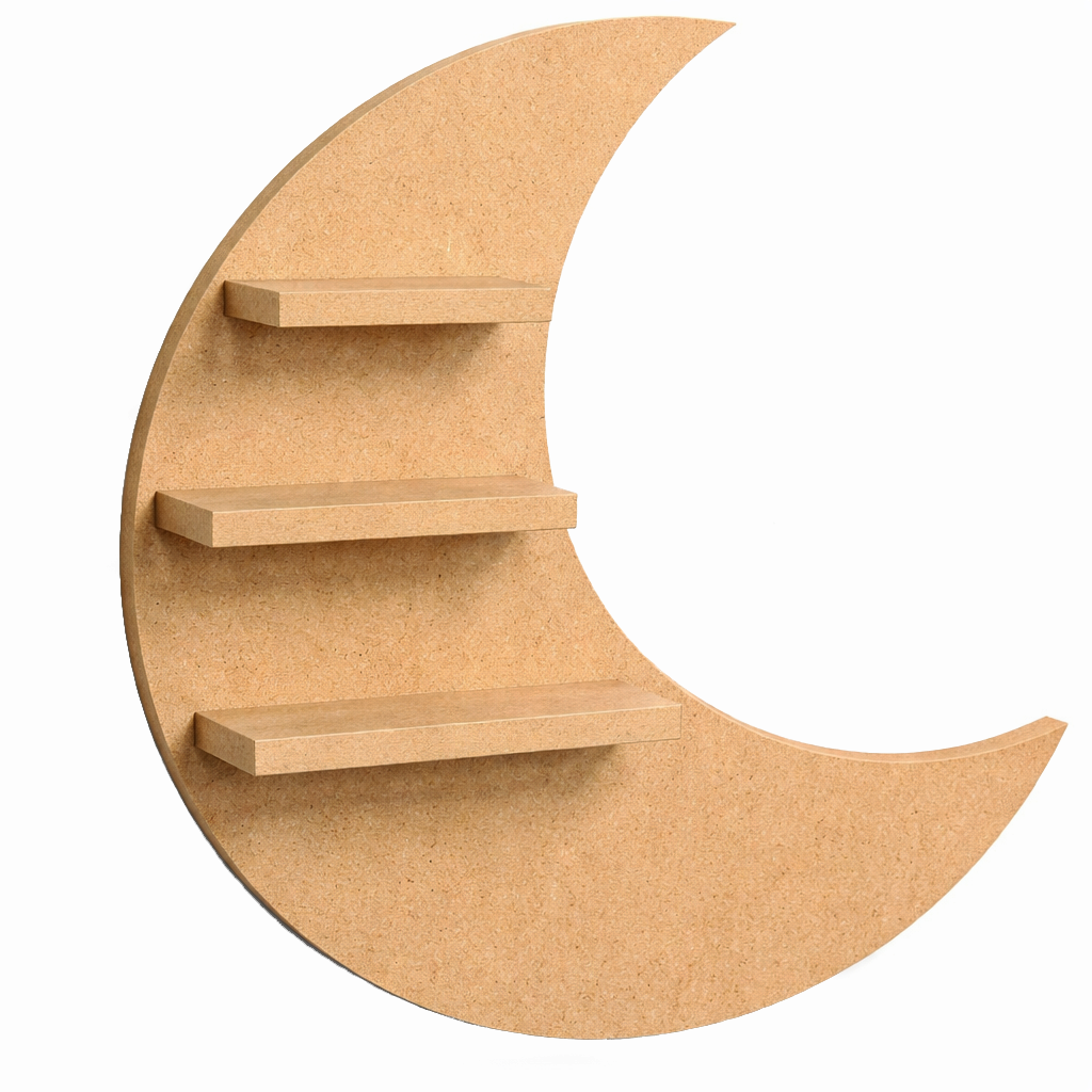 MDF moon wall shelf DIY craft display storage shelf for painting and home decor projects