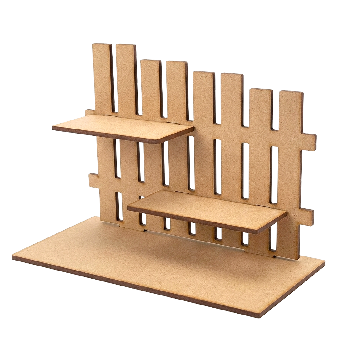 MDF two-tier display shelf stand for DIY decor and organizer use