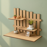 MDF two-tier display shelf stand for DIY decor and organizer use, mounted on wall