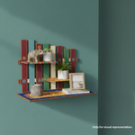 Painted MDF two-tier display shelf stand for DIY decor and organizer use, mounted on wall