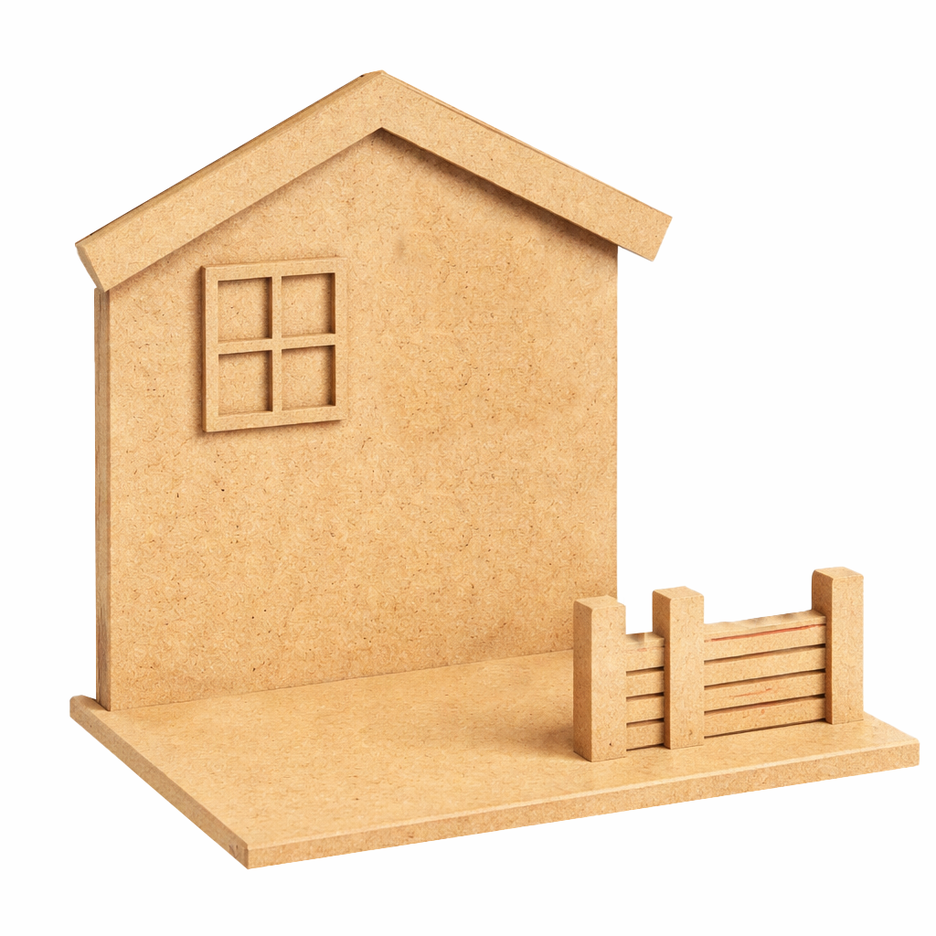 MDF mini house scene design DIY craft decor display base for diorama and creative projects