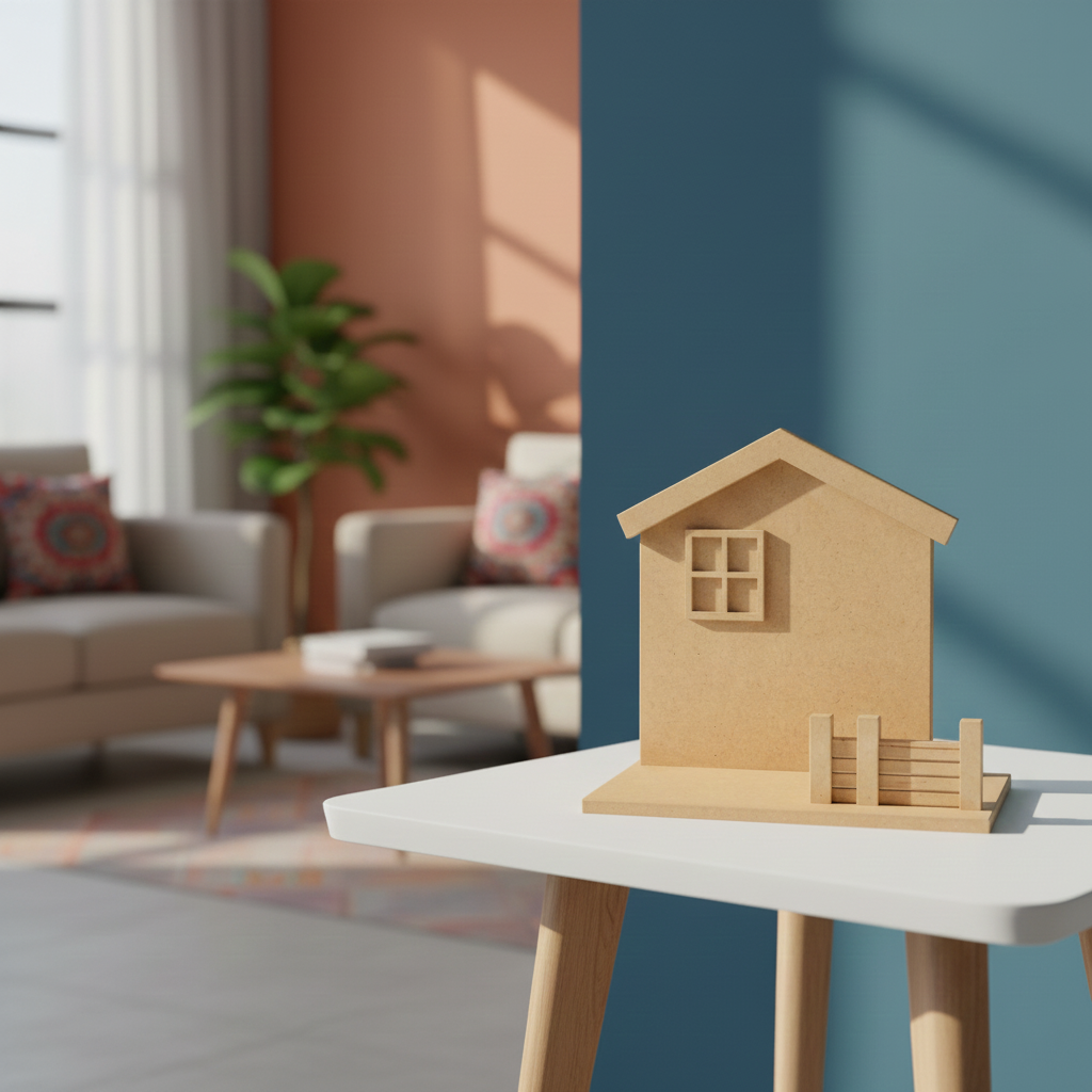 MDF mini house scene design DIY craft decor display base for diorama and creative projects