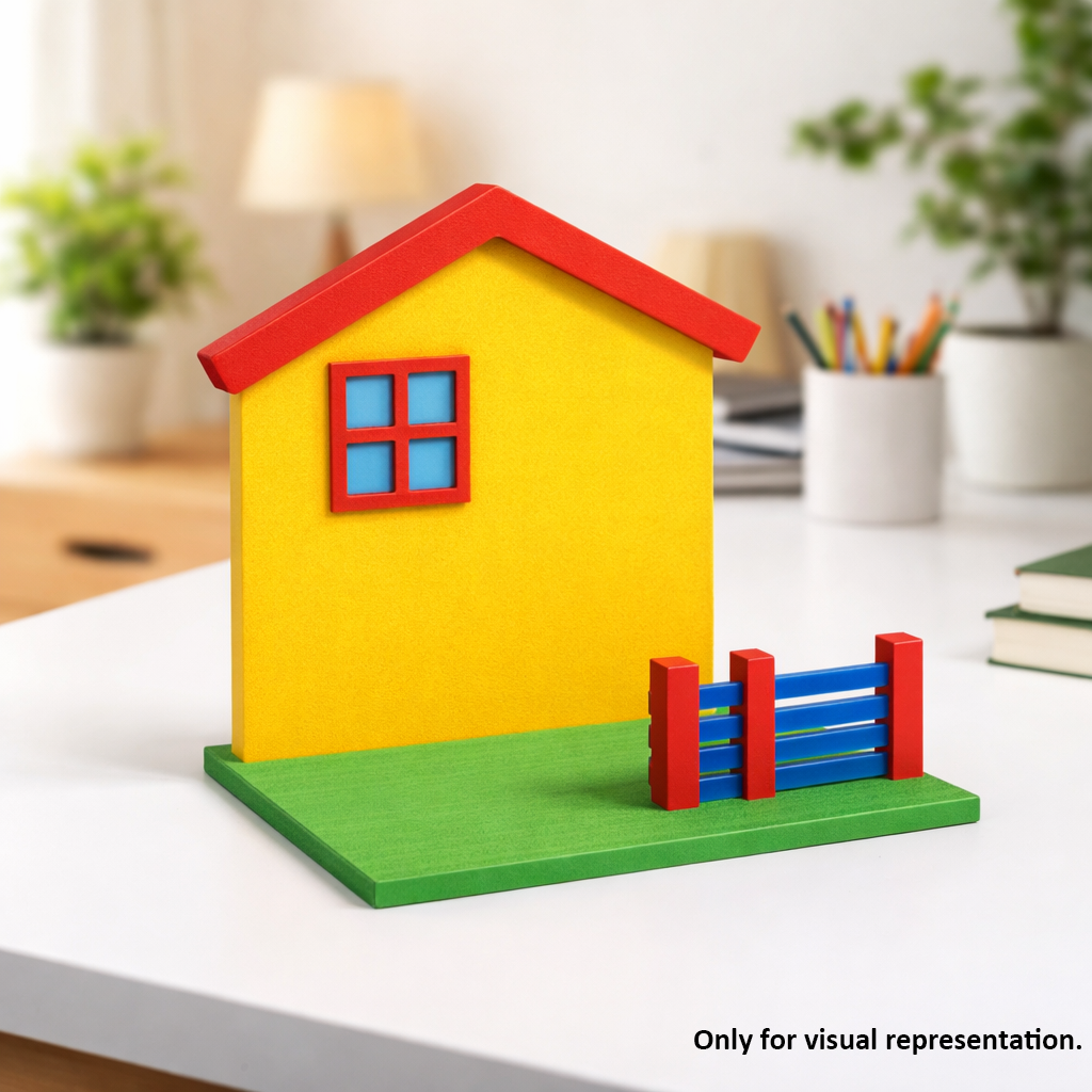 Painted MDF mini house scene design DIY craft decor display base for diorama and creative projects
