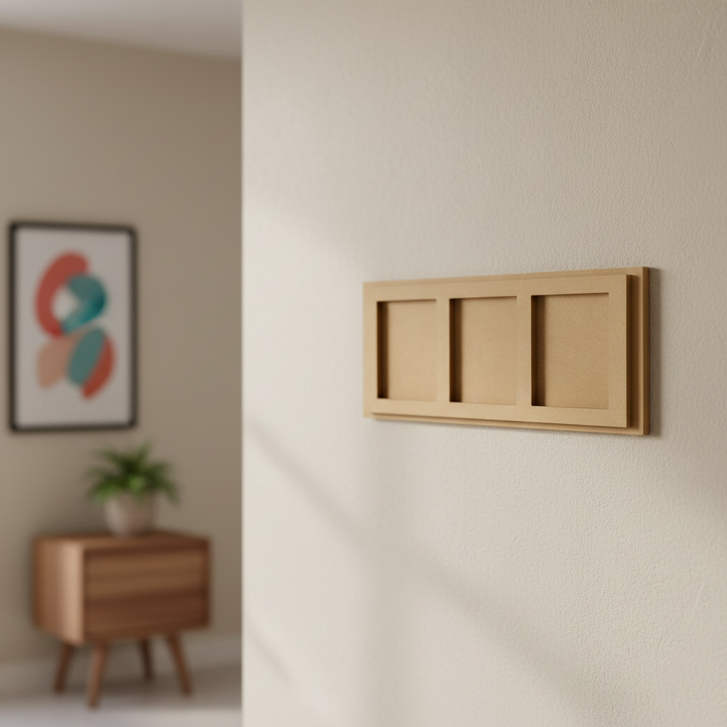 MDF Triple Frame Wall Panel DIY Decor Craft Display Board, mounted on wall