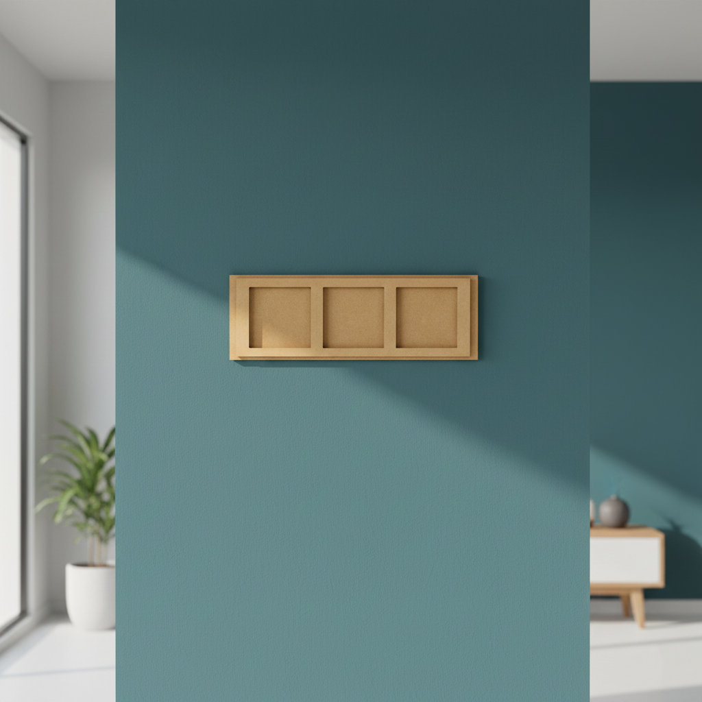 MDF Triple Frame Wall Panel DIY Decor Craft Display Board, mounted on wall