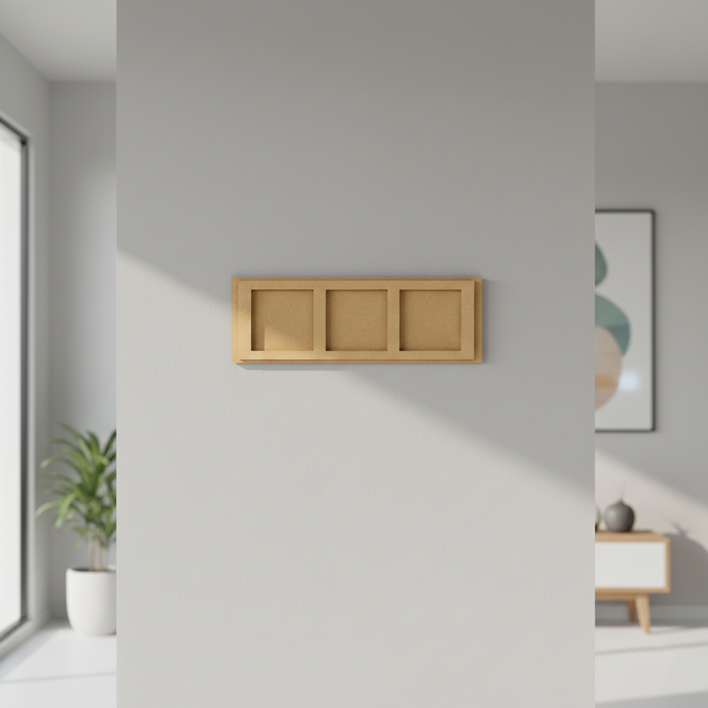 MDF Triple Frame Wall Panel DIY Decor Craft Display Board, mounted on wall