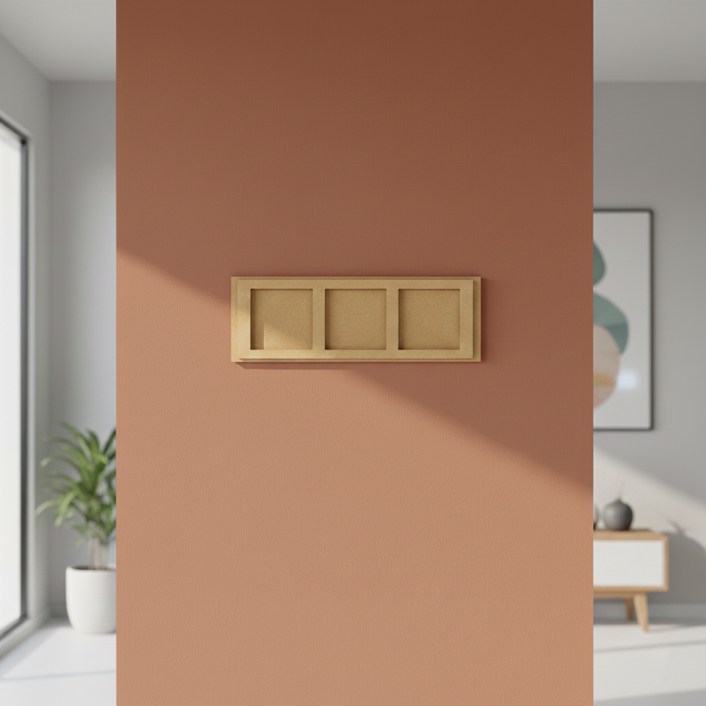 MDF Triple Frame Wall Panel DIY Decor Craft Display Board, mounted on wall