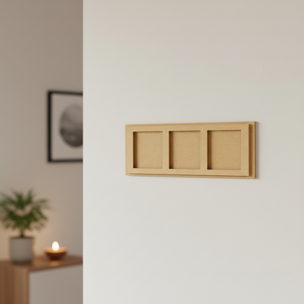 MDF Triple Frame Wall Panel DIY Decor Craft Display Board, mounted on wall