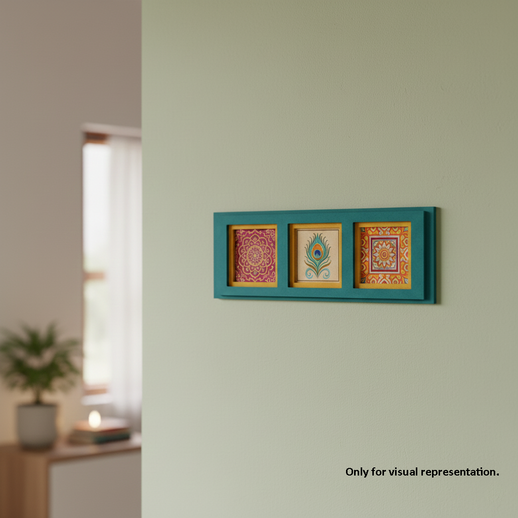 Painted MDF Triple Frame Wall Panel DIY Decor Craft Display Board, mounted on wall