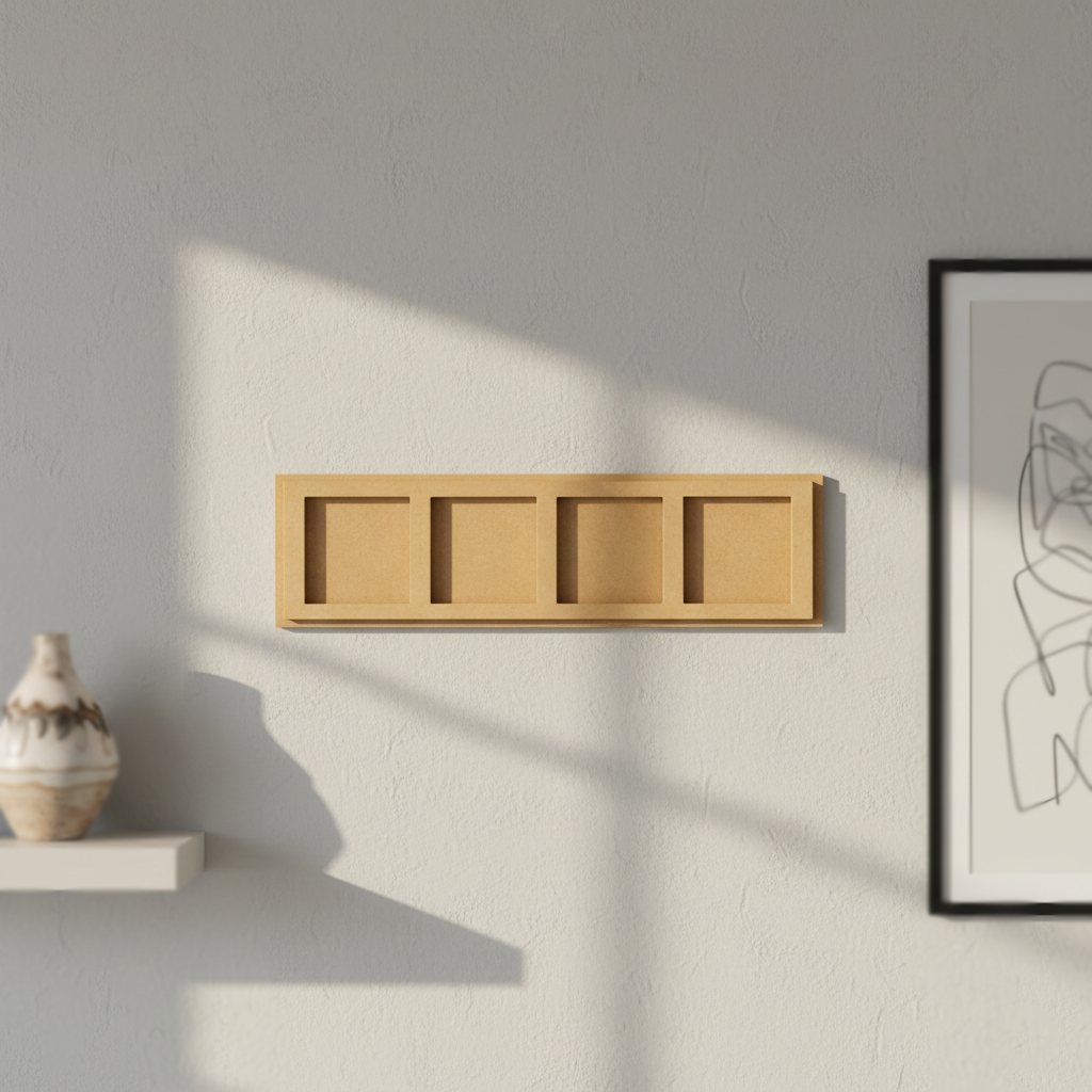 MDF quad frame wall panel for DIY decor painting and craft display mounted on wall