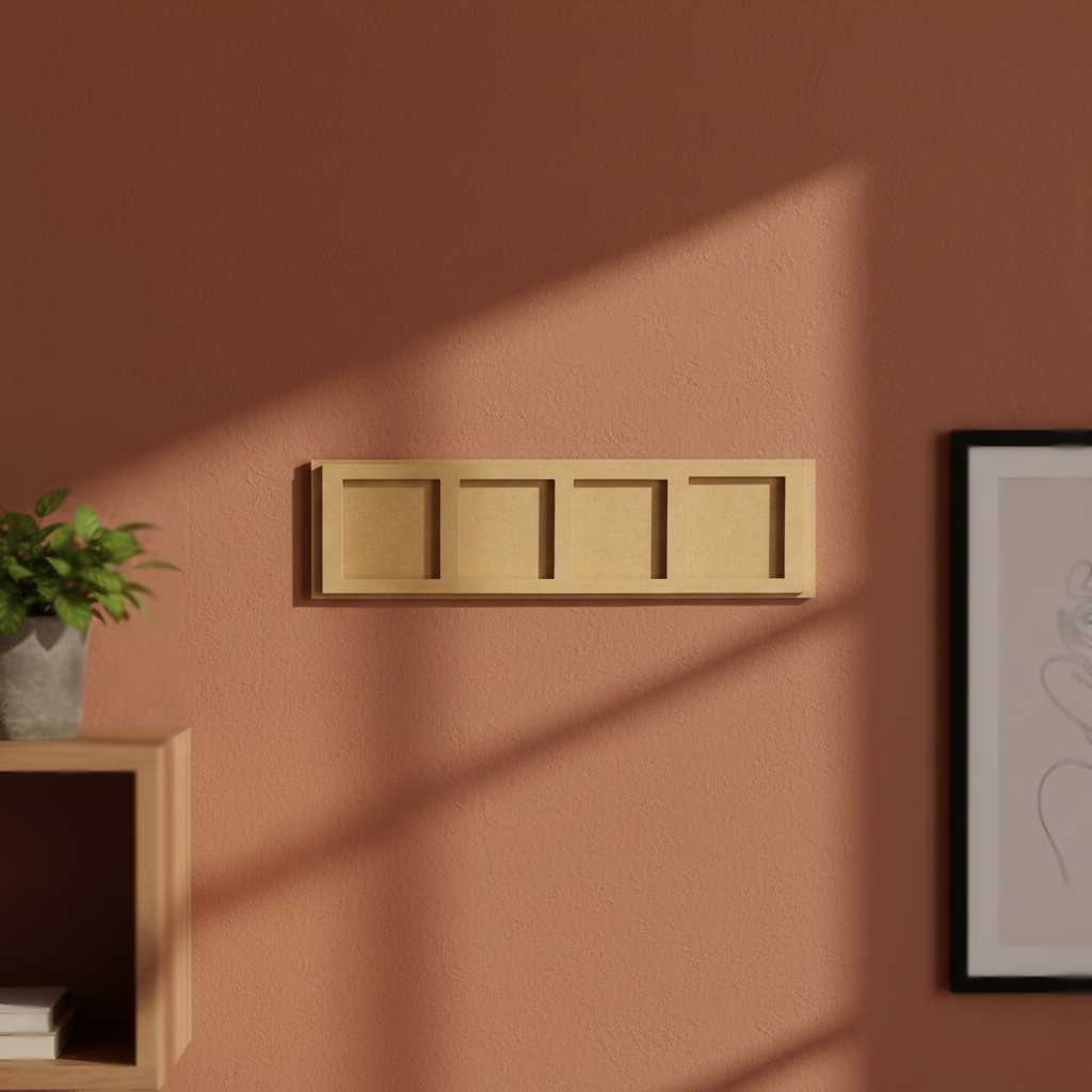 MDF quad frame wall panel for DIY decor painting and craft display mounted on wall