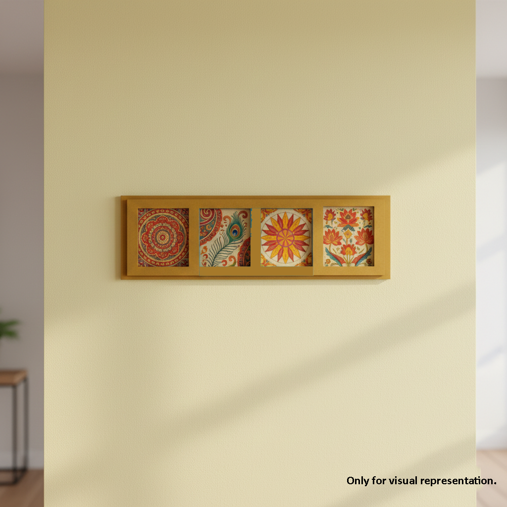 Painted MDF quad frame wall panel for DIY decor and craft display mounted on wall