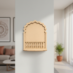 MDF arch window wall shelf for DIY decor painting and temple style craft use mounted on pillar