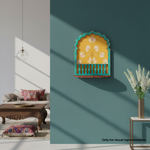 Painted MDF arch window wall shelf for DIY decor painting and temple style craft use mounted on wall