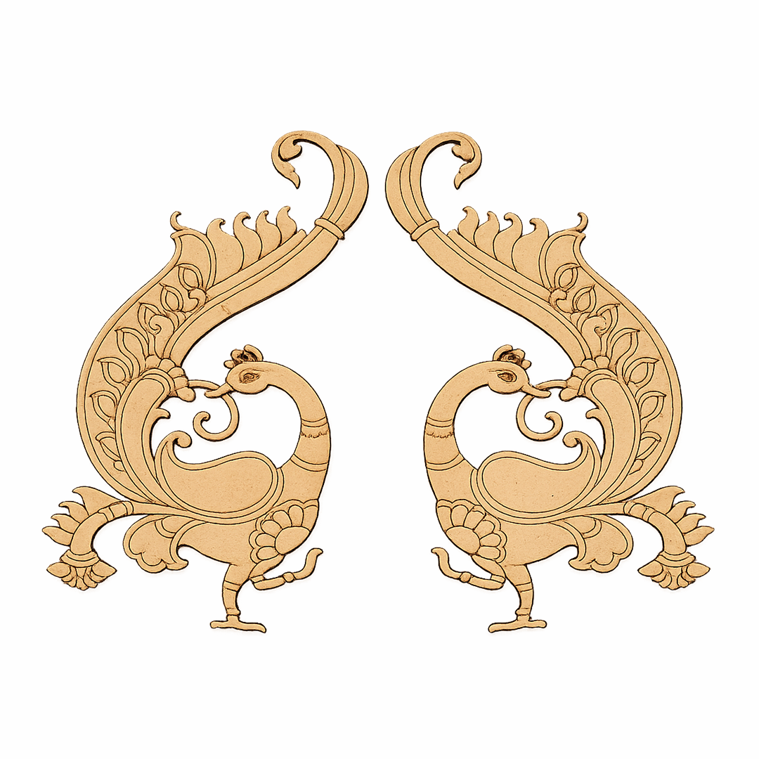 MDF peacock pair wall decor cutout for DIY painting and craft projects
