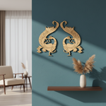 MDF peacock pair wall decor cutout for DIY painting and craft projects, mounted on wall