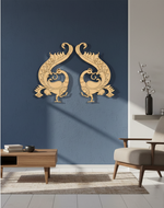 MDF peacock pair wall decor cutout for DIY painting and craft projects, mounted on wall