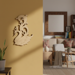 MDF peacock wall decor cutout for DIY painting and traditional craft projects, mounted on wall