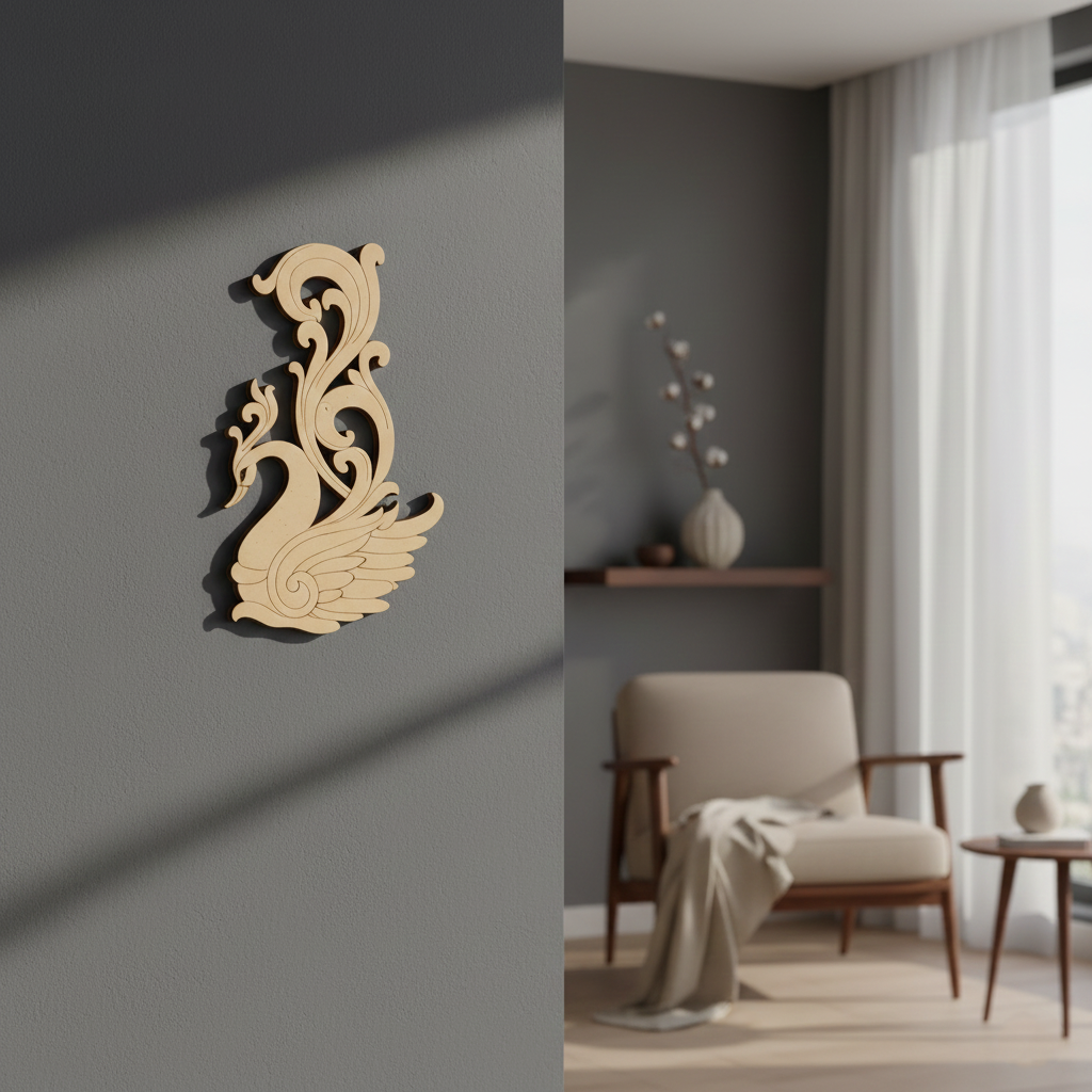 MDF peacock wall decor cutout for DIY painting and traditional craft projects, mounted on wall